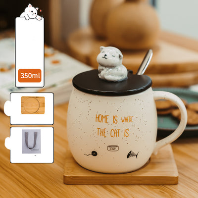 Taza de Cerámica con Tapa y Cucharilla para Café - Diseño Gato - Image 3