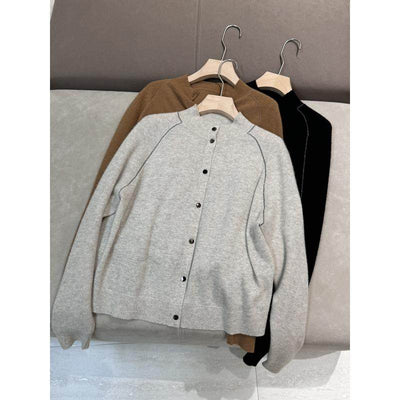 Cardigan de Lana Cuello Redondo Manga Larga Otoño-Invierno con Diseño Relajado y Estilizador - Image 6