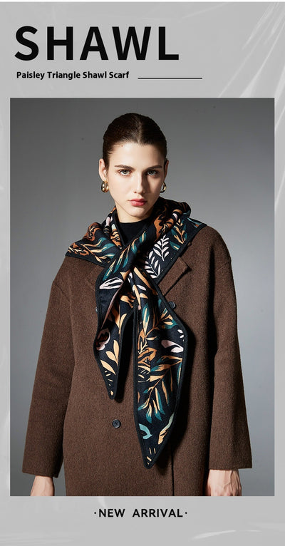 Chal Triangular Jacquard Hojas de Otoño Estilo Europeo - Image 7