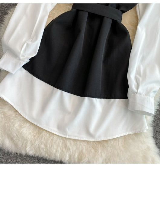 Vestido Ejecutivo con Corbata Integrada y Cuello Solapa - Image 18