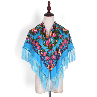 Pashmina Étnica con Flores Bordadas y Borlas - Image 30