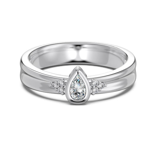 Anillo Retro de Mujer en Metal con Forma de Pera y Acabado Cepillado - Image 4