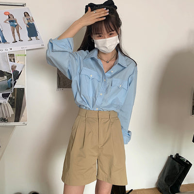 Camisa Suelta Coreana de Manga Larga en Capas - Image 11
