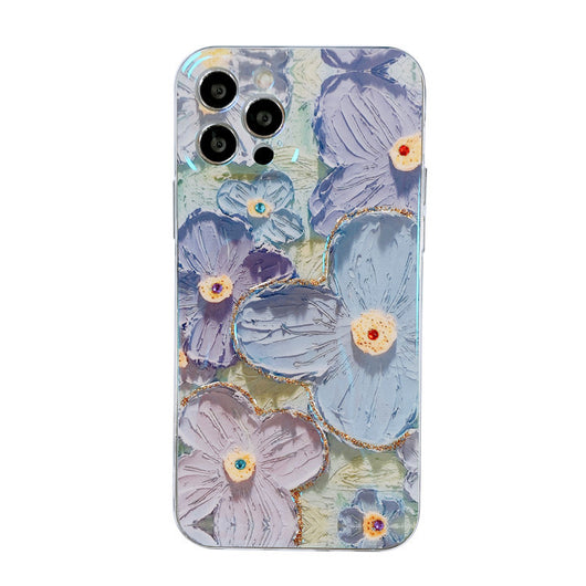 Funda para Celular con Diseño Floral Margaritas Azul y Púrpura - Image 3
