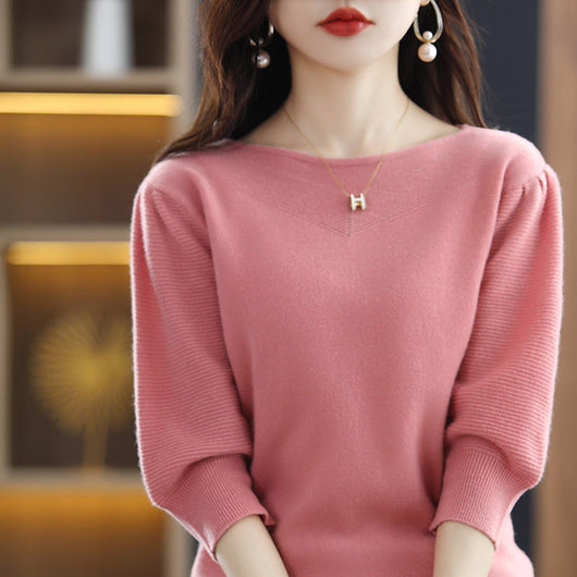 Blusa Suelta de Cuello Redondo Manga Corta Siete Puntos para Mujer - Image 5