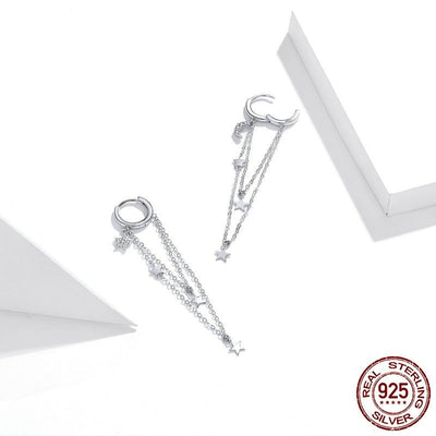 Aretes de Plata Esterlina 925 con Estrella, Luna y Borla - Image 3
