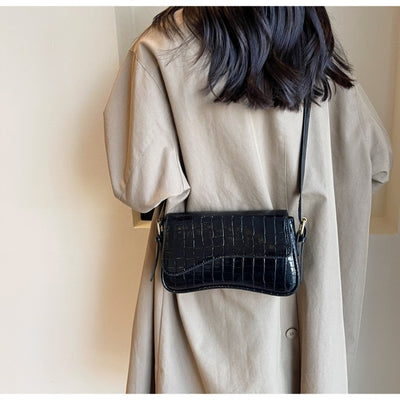 Bolso de Hombro Mujer Cuero PU Patrón Piedra con Hebilla Metálica - Image 21