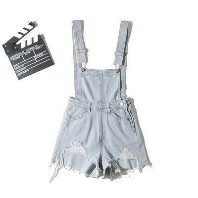 Shorts Denim Rotos con Tirantes para Mujer - Image 6