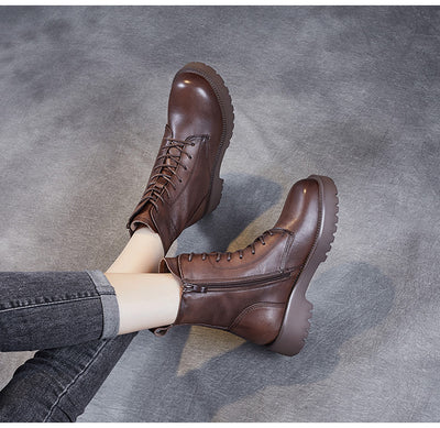 Botines de Cuero Suave para Mujer con Tacón Robusto y Forro de Felpa - Image 18