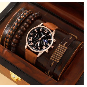Reloj de Lona con Tres Esferas y Pulsera PU - Set Completo - Image 14