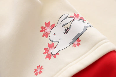Suéter Conejo Floral Japonés con Efecto Dos Piezas y Forro Polar - Image 11