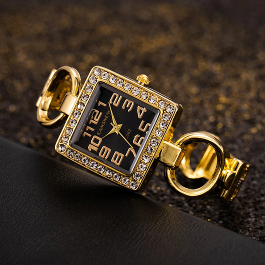 Pulsera de Acero Inoxidable con Cristales y Reloj Cuadrado - Image 11