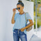 Blusa de Lunares en Gasa Manga Corta para Mujer