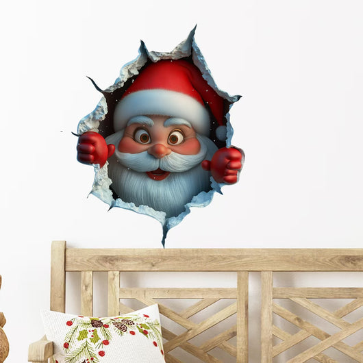 Vinilo Decorativo Papá Noel Rompiendo la Pared - Efecto 3D - Image 8
