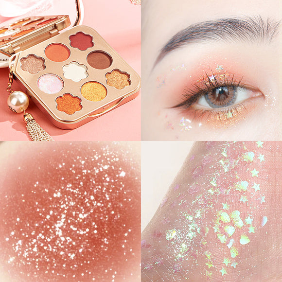 Paleta de Sombras Diamante Perlado Mate Impermeable de 9 Colores de Larga Duración