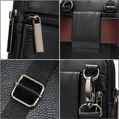 Riñonera de Cuero Genuino para Hombre - Bolsa Vertical Portátil - Image 3
