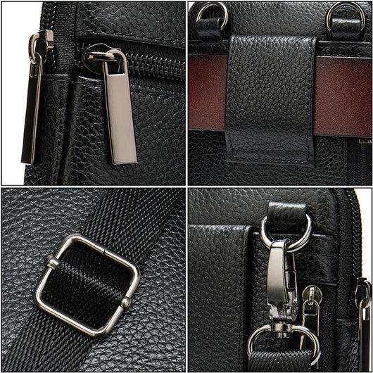 Riñonera de Cuero Genuino para Hombre - Bolsa Vertical Portátil - Image 3