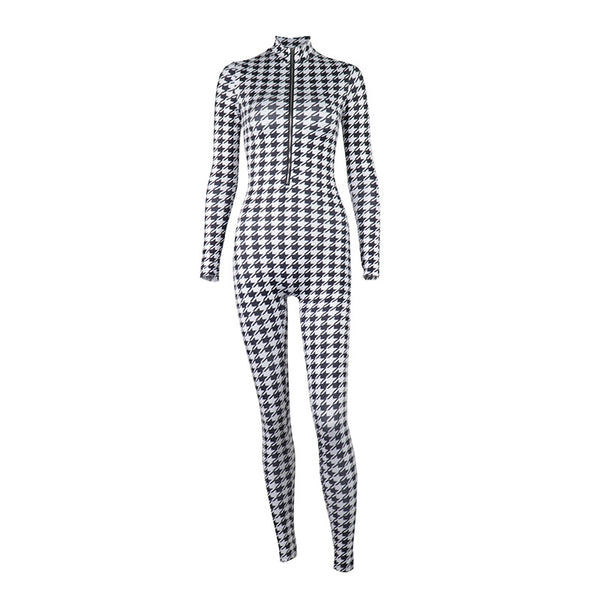 Jumpsuit Estampado Pata de Gallo con Levantacaderas y Cuello Alto - Image 6