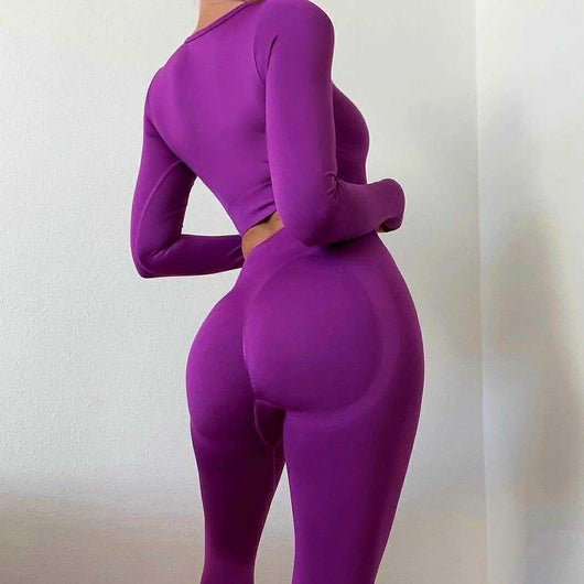 Traje de Yoga Ajustado sin Costuras con Levantamiento de Cadera - Image 14