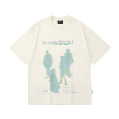 Blusa Suelta Cuello Redondo Manga Corta con Efecto Desenfoque - Image 3