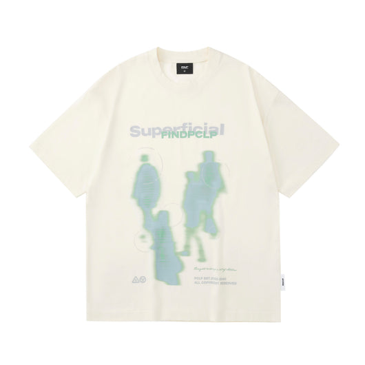 Blusa Suelta Cuello Redondo Manga Corta con Efecto Desenfoque - Image 3