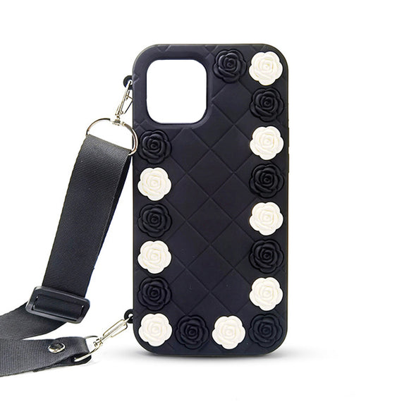 Funda Protectora iPhone con Diseño Rosa Camelias 3D - Silicona Suave