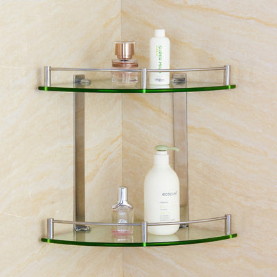 Repisa de Esquina de Vidrio Templado para Baño - Acero Inoxidable con Soporte Ajustable - Image 6