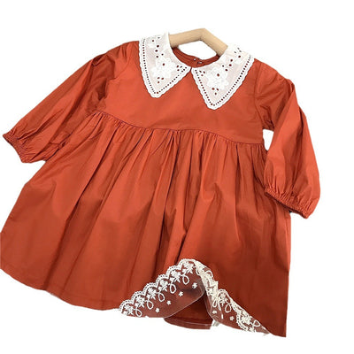 Vestido Infantil Elegante con Cuello de Encaje - Image 6
