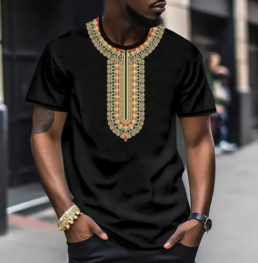 Camiseta Estilo Étnico con Impresión 3D Digital para Hombre - Image 10