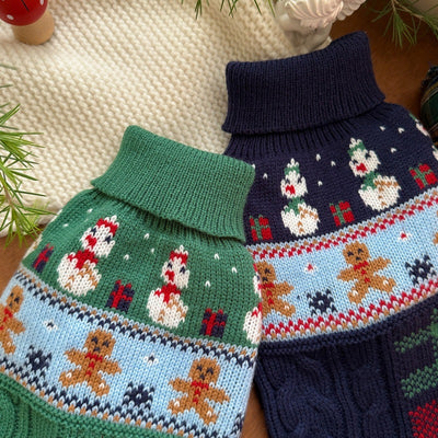 Suéter Navideño para Mascotas - Diseño Muñeco de Nieve y Jengibre - Image 4