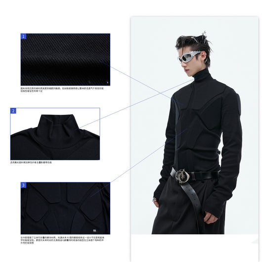 Suéter Cuello Alto Manga Larga Ajustado Versátil - Image 10