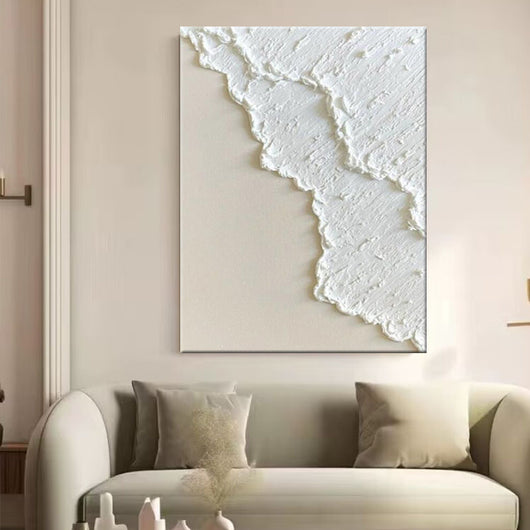 Cuadro Óleo Tridimensional Blanco Pintado a Mano - Image 5