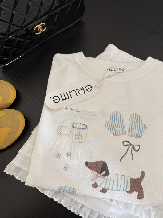 Camiseta Suelta con Estampado de Lazos de Algodón Puro - Image 14