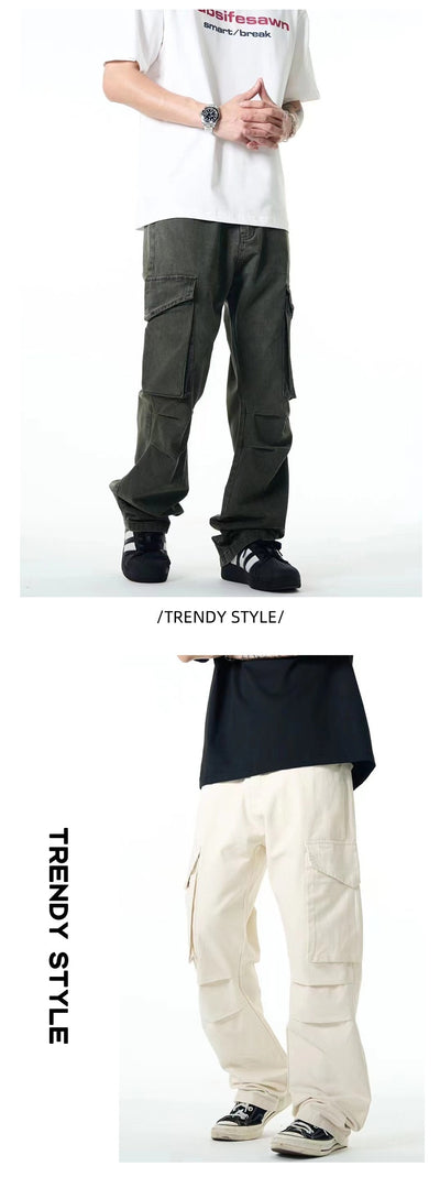 Overoles Americanos para Hombre con Bolsillos Amplios y Diseño Plisado - Image 10