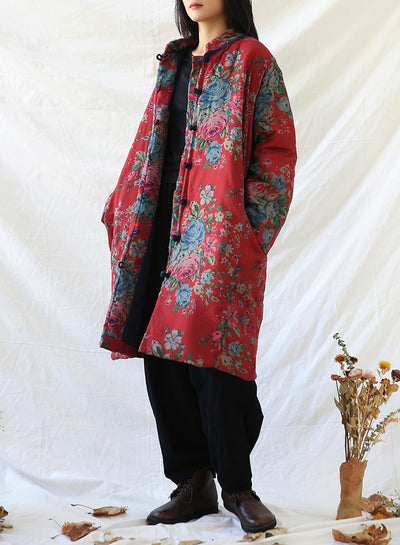 Abrigo Retro Floral de Algodón y Lino para Mujer - Estilo Vintage - Image 13