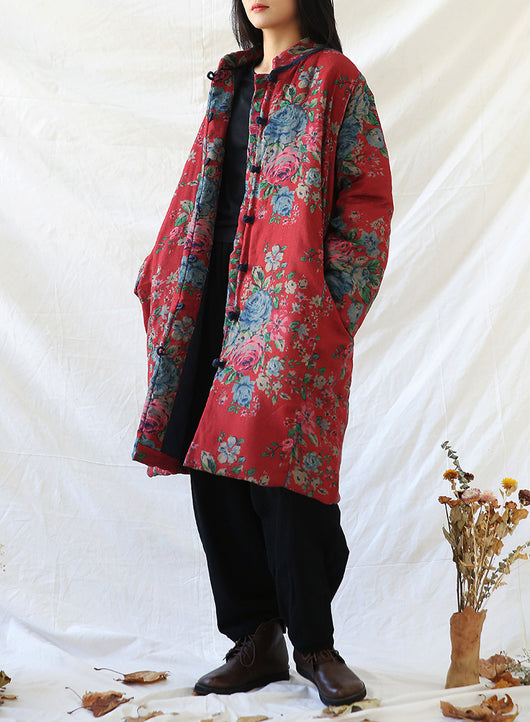 Abrigo Retro Floral de Algodón y Lino para Mujer - Estilo Vintage - Image 13