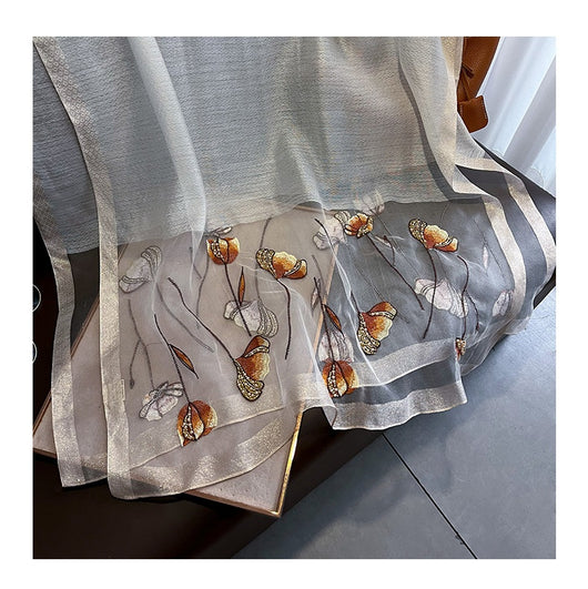 Bufanda de Seda Bordada Estilo Chino con Flores de Perla - Chal Cálido para Mujer - Image 28