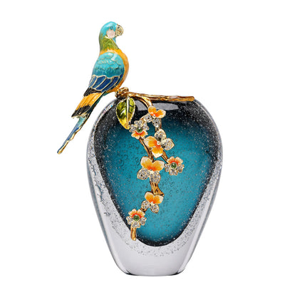 Jarrón Decorativo de Porcelana con Patrón de Loro Esmaltado - Image 4