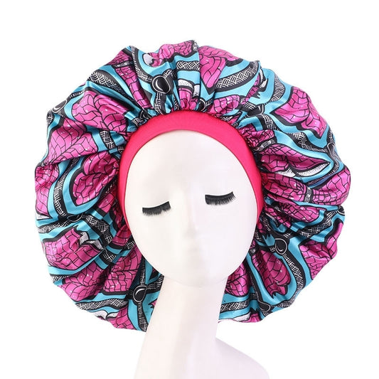 Sombrero Redondo Estampado de Satén con Elasticidad para Mujer