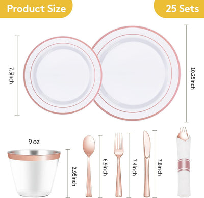 Juego de Vajilla Desechable Premium con Copa, Cubiertos y Plato Calado - Image 12