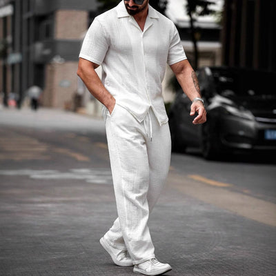 Polo Casual de Manga Corta con Botones para Hombre - Diseño Versátil Solid Color - Image 3