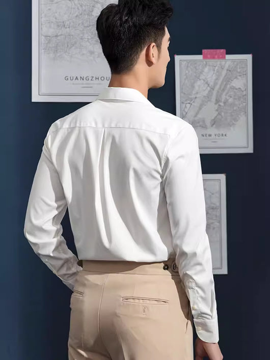 Camisa Casual de Negocios Cuello Cubano Manga Larga para Hombre - Image 11