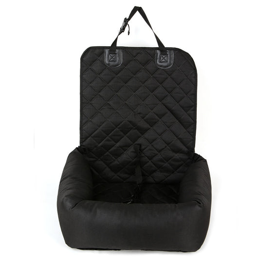 Brown and white patterned pet car seat with black trim and handles, designed for comfortable and secure pet travel. - Image 4