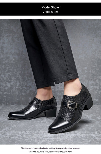 Zapatos Casuales de Cuero Cubano con Diseño Piel de Serpiente para Hombre - Image 13