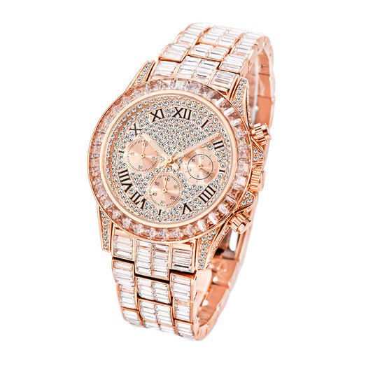 Reloj de Hombre Cuadrado de Diamantes Arcoíris Británico Lujo Premium - Image 2