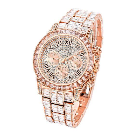 Reloj de Hombre Cuadrado de Diamantes Arcoíris Británico Lujo Premium