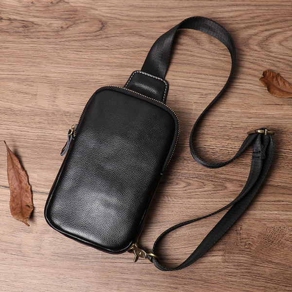 Bolsa de Pecho de Cuero para Hombre - Bandolera Casual
