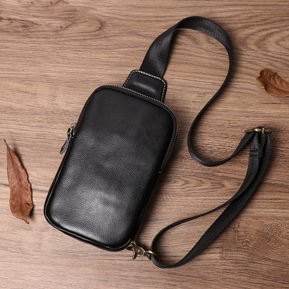 Bolsa de Pecho de Cuero para Hombre - Bandolera Casual