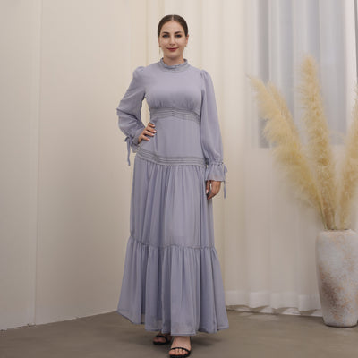Vestido Largo de Encaje Elegante Estilo Oriente Medio - Image 4
