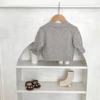 Suéter Tejido a Mano con Calado Hueco para Bebé Niña - Conjunto Coordinado - Image 10